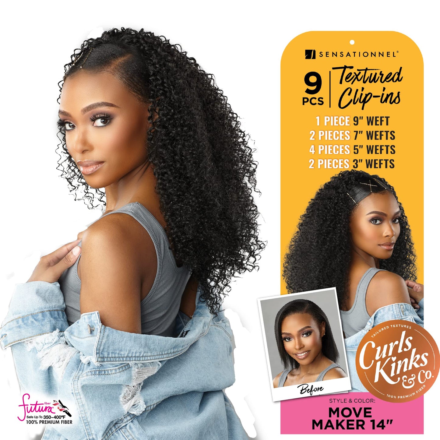 Sensationnel Curls Kinks & Co Textured Clip-In - MOVE MAKER 14 (Color:2 Dark Brown)