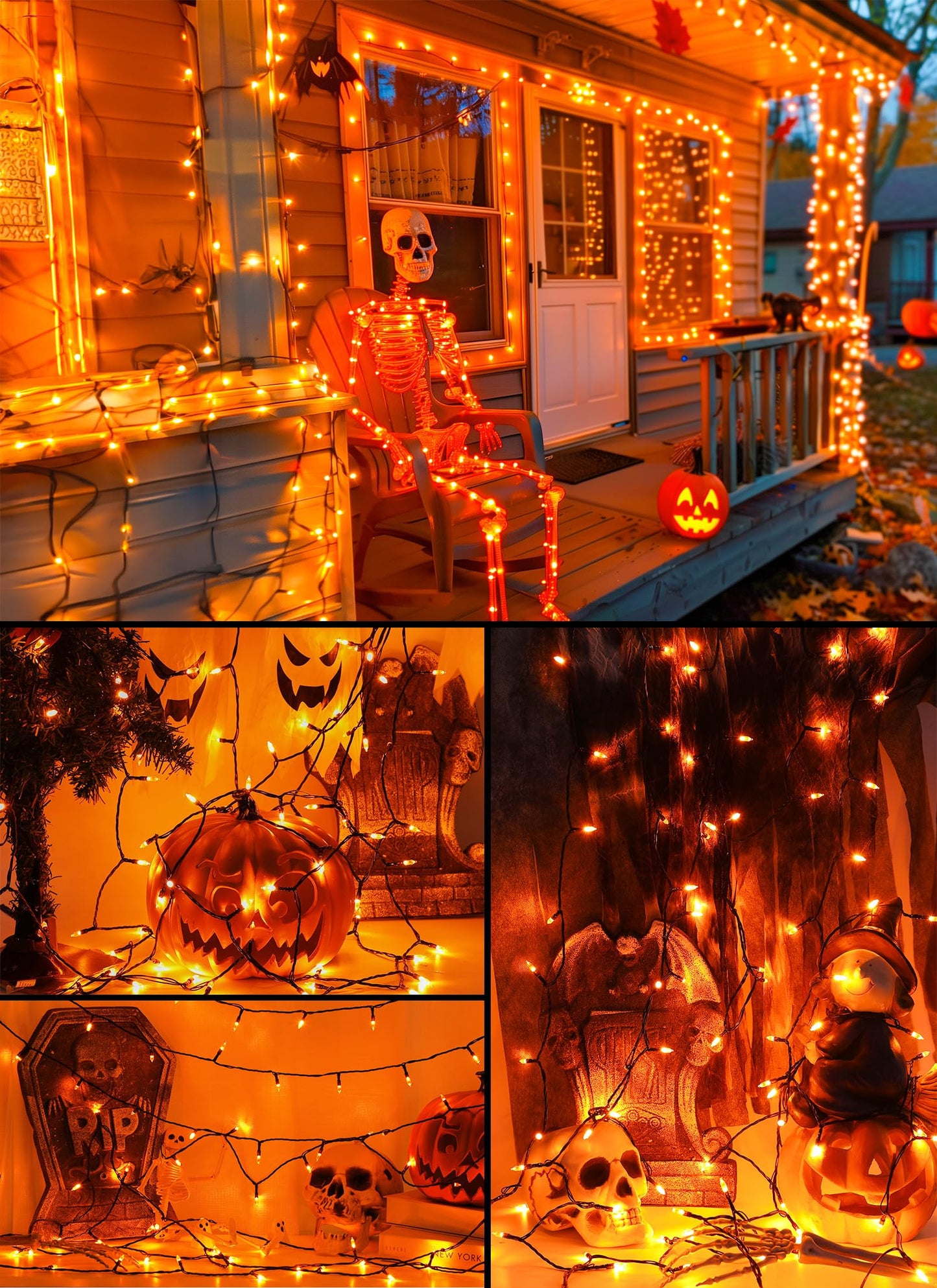Brightown Battery Operated String Lights, 20 LED, 8 ft, Orange, Indoor/Outdoor, Timer, Halloween/Christmas Decor