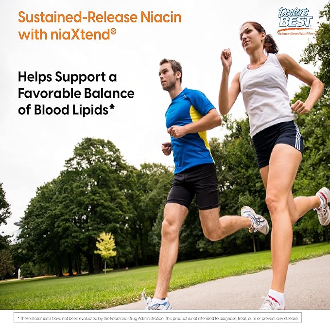 Doctors Best Sustained-Release Niacin with niaXtend, Supports Heart Health, Non-GMO, Gluten Free, Vegan 120 Tablets