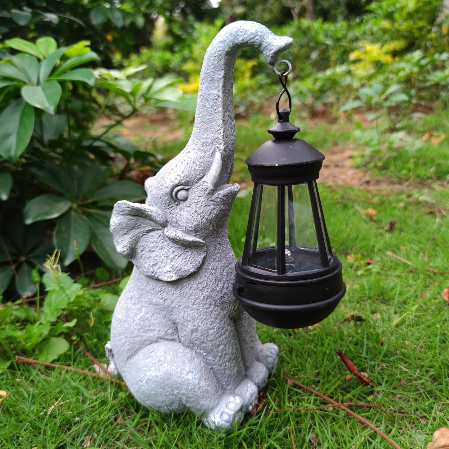 Vioyouns Elephant Solar Garden Statues Resin Elephant Figurine Decorations With Solar Lights Lantern  Outdoor Garden Decor Art For Lawn Yard  Unique Housewarming Gift For Garden Home