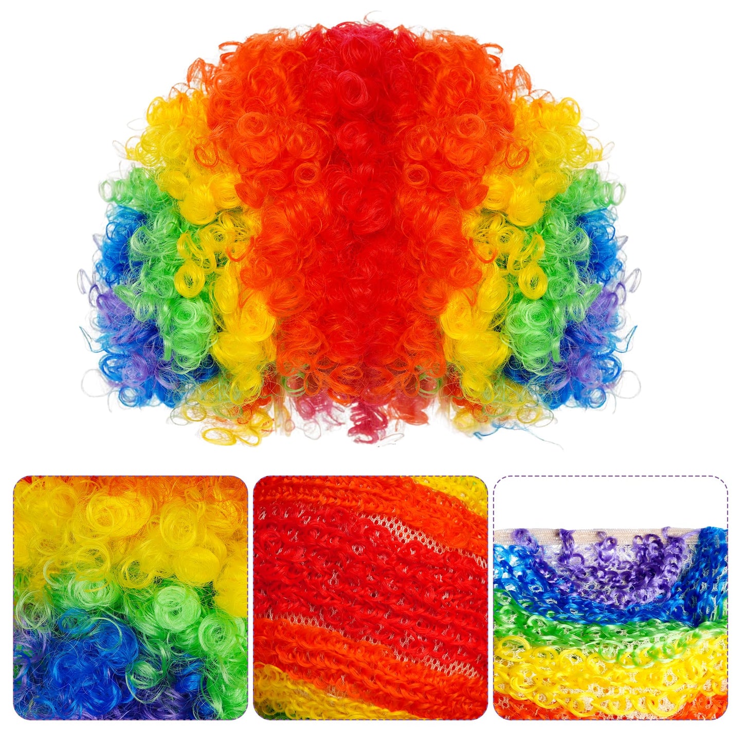 jiebor Clown Costume Set Clown Rainbow Wig Nose Bow Tie White Gloves Accessories for Parties Carnivals Pretend Play Women Men Adults