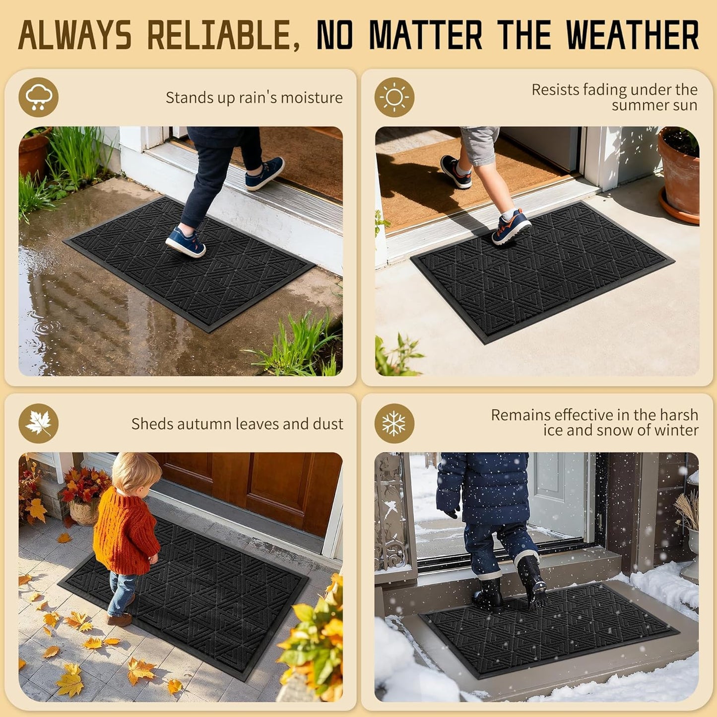 Yimobra Front Door Mat Outside Entrance 72 x 24, Waterproof and Washable Outdoor Mat, Non Slip Rubber Backing, Heavy Duty Welcome Matt for Home Entry Floor Porch Garage Office, Low Profile, Black