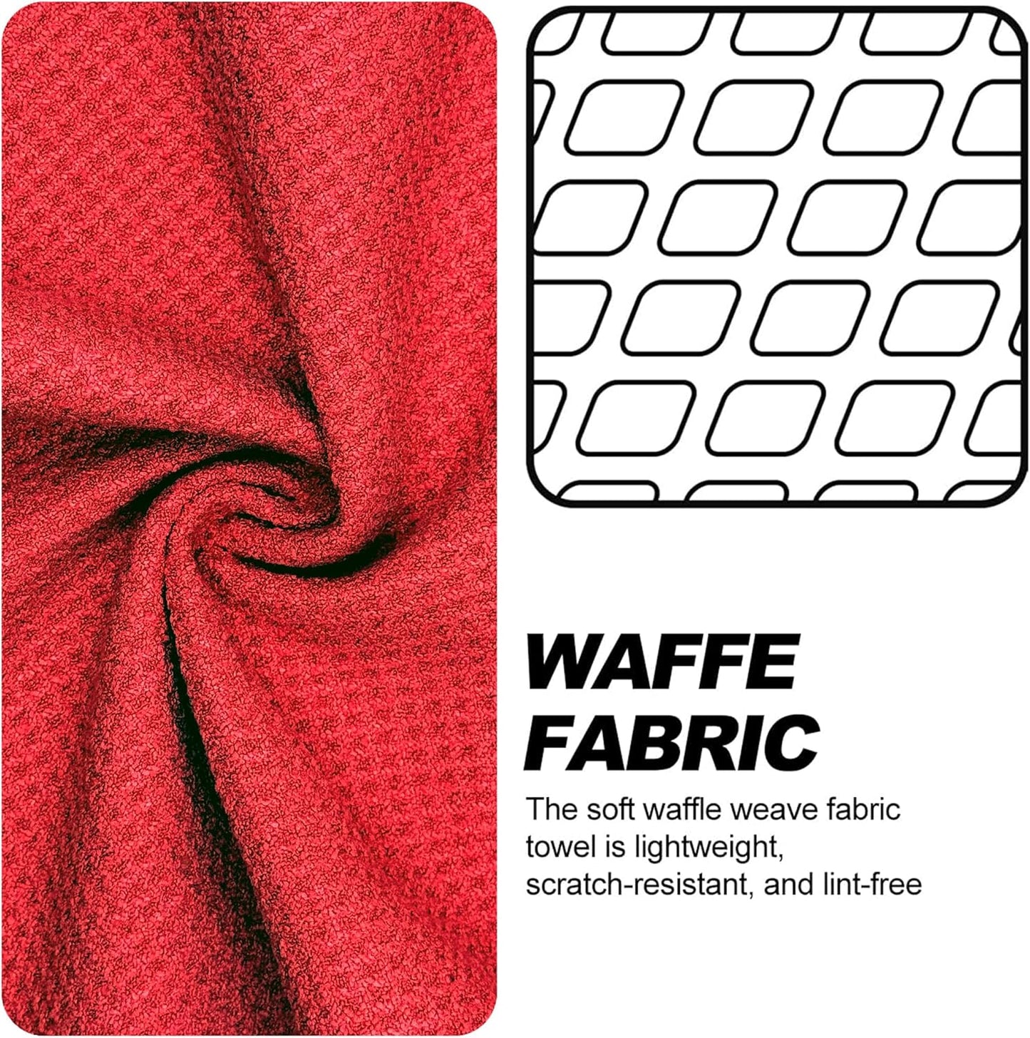 Small Magnetic Golf Towel with Clip, Microfiber Waffle Design - Industrial Strength Magnet for Glof Balls, Golf Bags, Carts Clubs - Red
