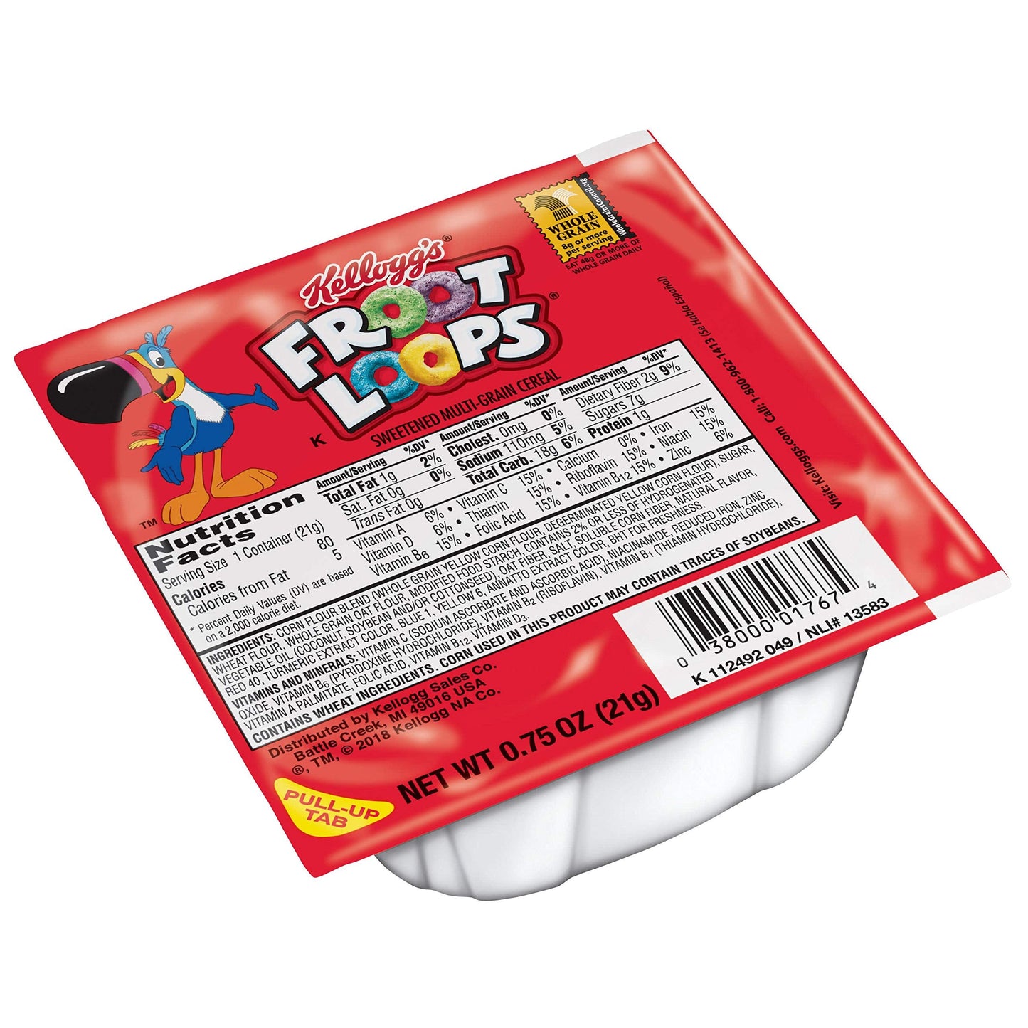 Kelloggs Froot Loops, Breakfast Cereal, Original, .75oz (96 Count)