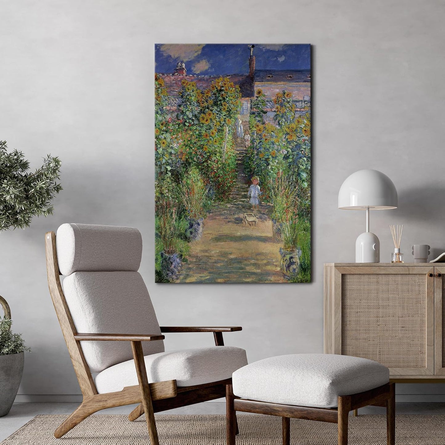 wall26 - The Artist's Garden at Vetheuil by Claude Monet - Impressionist Modern Art - Canvas Art Home Art - 24x36 inches