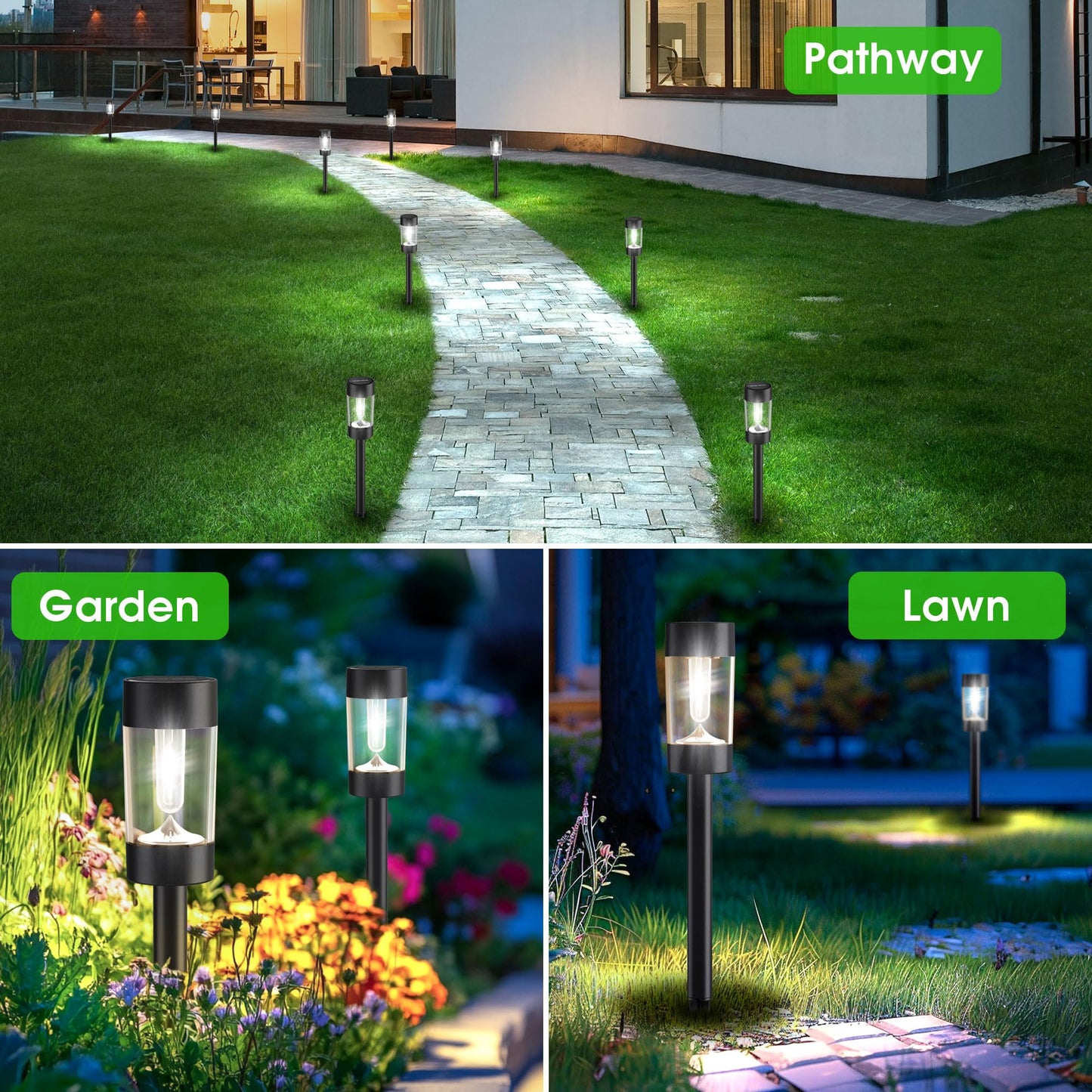 Eyrosa Solar Lights Outdoor  12 Pack Waterproof Solar Landscape Lighting For Pathway Garden Yard Path Walkway Driveway Lawn Patio Outside Decor  Cool White
