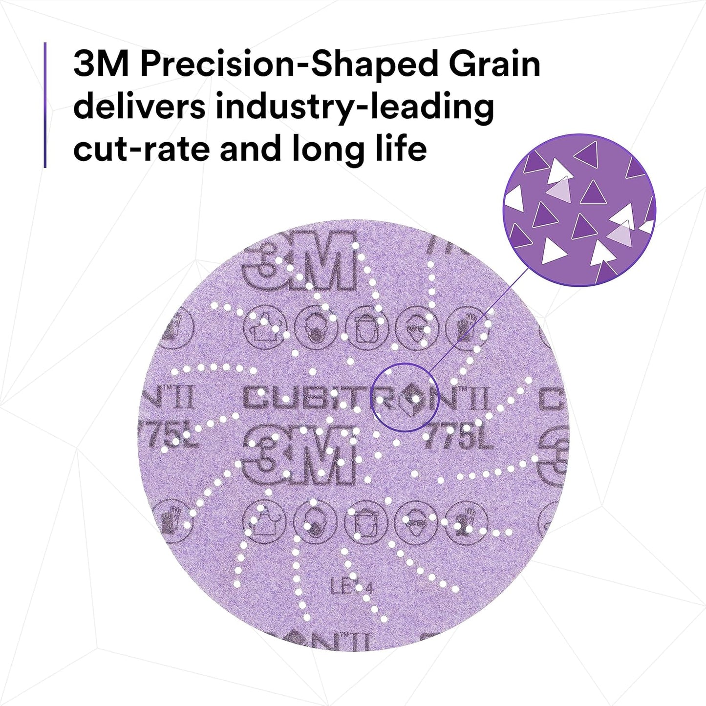 3M Xtract Cubitron II Hookit Clean Sanding Film Disc 775L, 320+, 3 in, Pack of 50 Hook and Loop Sanding Discs for Paint Preparation and Removal, General Sanding, Refining, Blending, and Featheredge