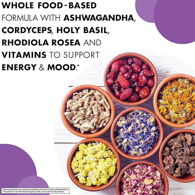 Bluebonnet Nutrition Adrenal Support, Energy & Mood*, Non-GMO, Vegan, Kosher Certified, Gluten-Free, Soy-Free, Dairy-Free, 120 Vegetable Capsules, 60 Servings