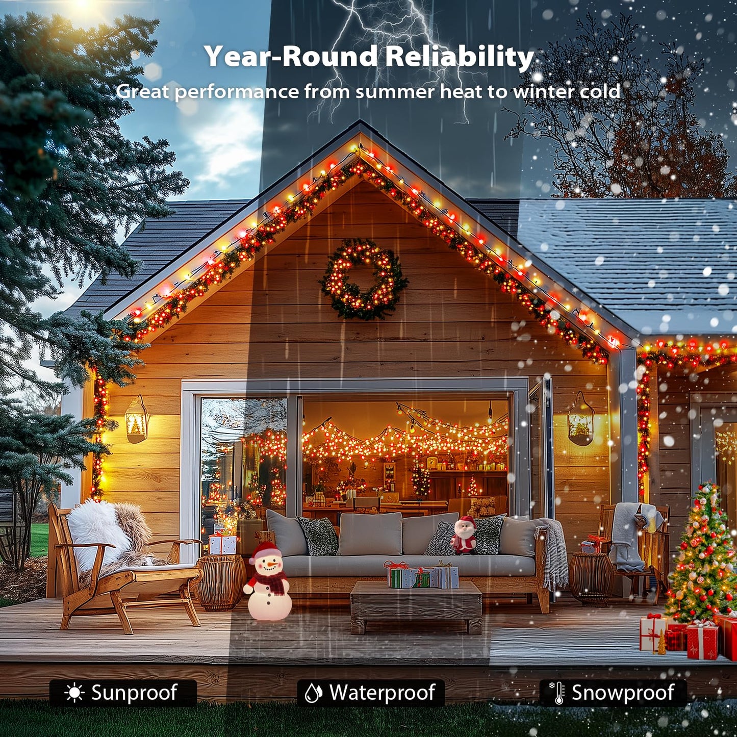JMEXSUSS Smart RGB Christmas String Lights, 500 LED, 173ft, with Remote & APP, Waterproof for Indoor Outdoor Decoration