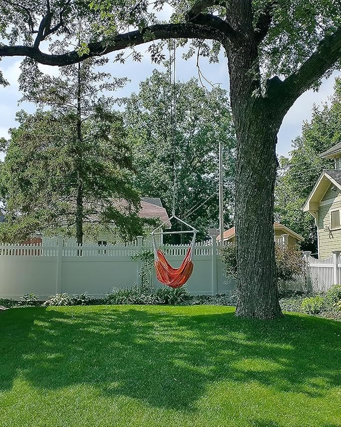 ADVOKAIR Hammock Chair Swing (500 lbs Max) - Hanging Hammock Chair Rope Swing Indoor for Bedroom, Outdoor, Patio, Bedroom, Porch, Deck - Sturdy Steel Bar with Anti-Slip Safety Rings