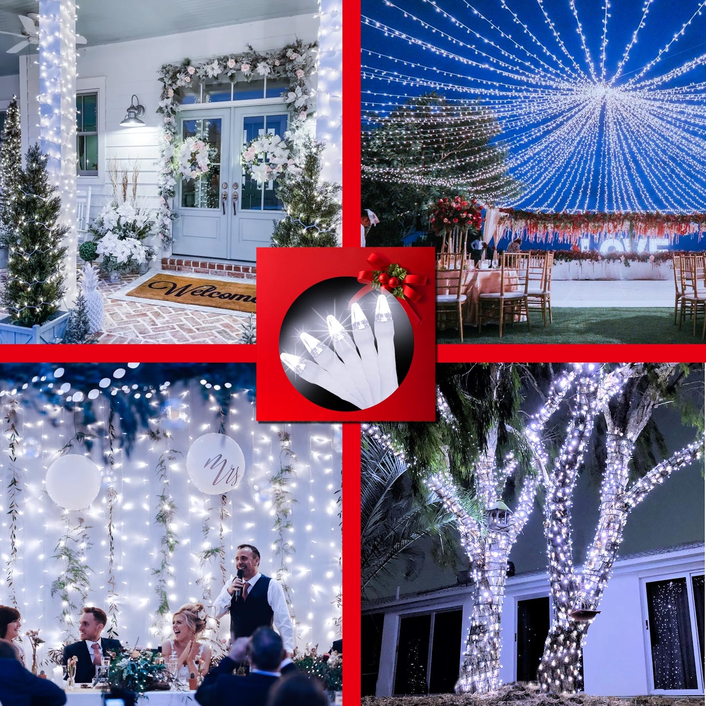 750Led Christmas Lights Outdoor Use  240Ft 12 Modes Cool White Led String Lights With Timer Dimmable  Waterproof Christmas Tree Lights For Xmas Patio Yard Fence Balcony Garden Decor Cool White
