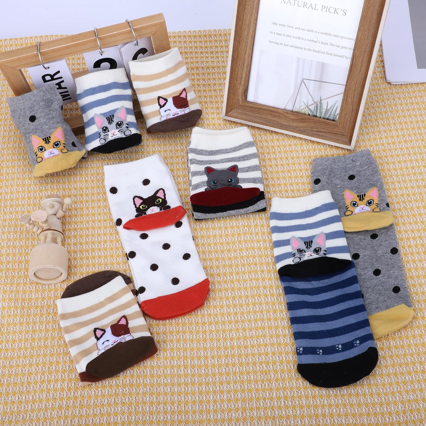 YSense 5 Pairs Cute Animal Socks for Women, Funny Dog Cool Cotton Art Painting Cat Socks Women