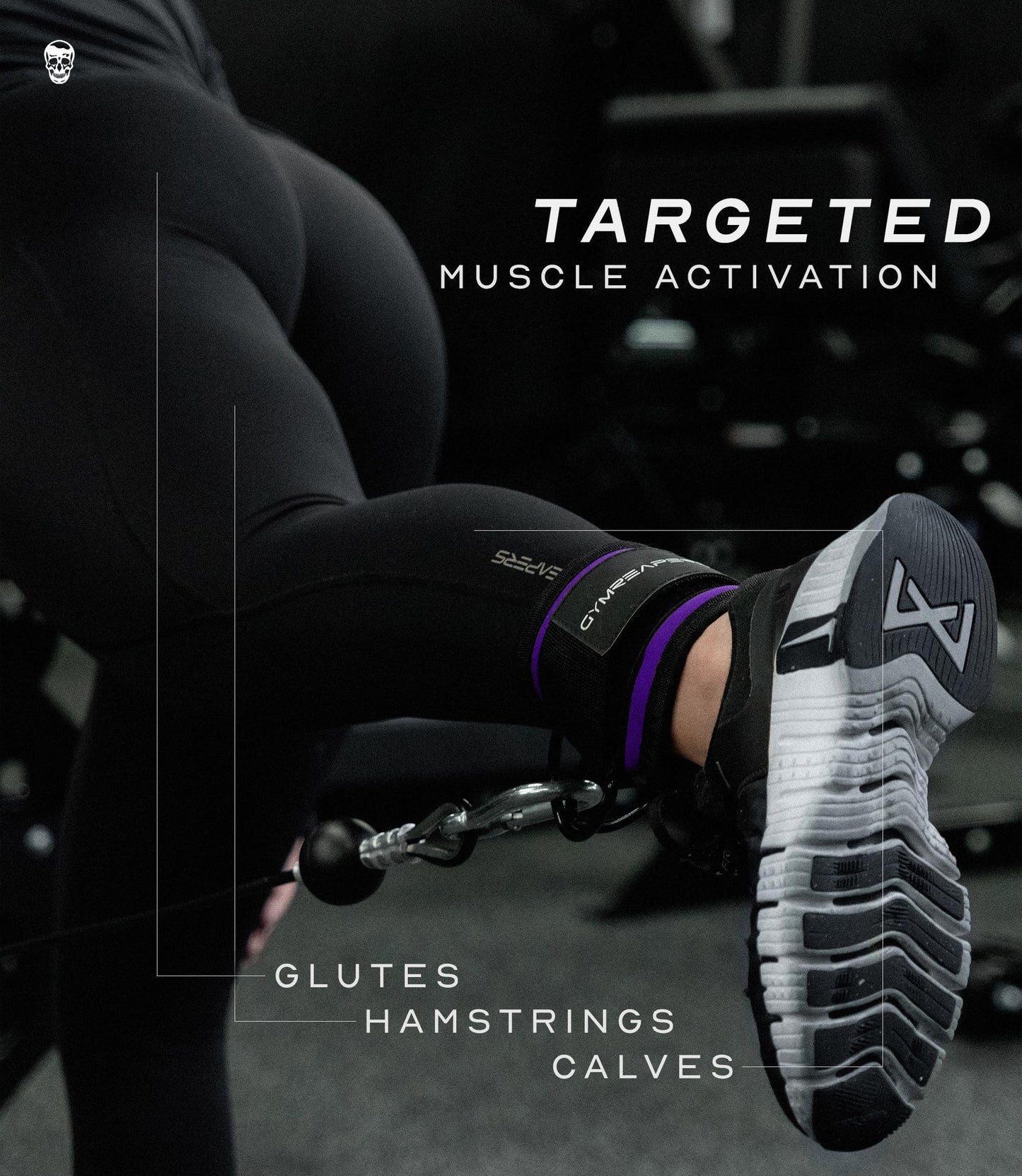Gymreapers Ankle Strap (Single) For Cable Machine Kickbacks, Glute Workouts, Lower Body Exercises - Adjustable Leg Strap with Neoprene Padding (Purple, Single)