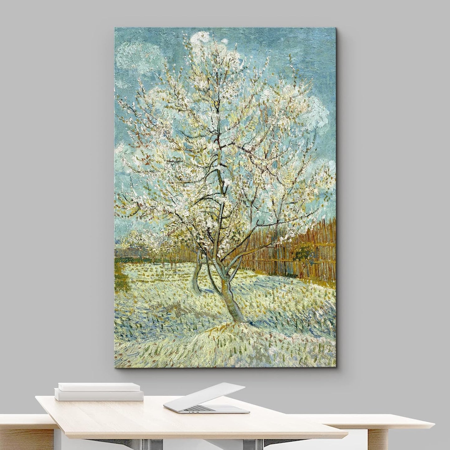 wall26 Canvas Wall Art of Small Boat On Botanical Lake Oriental Style | 16x24 inches