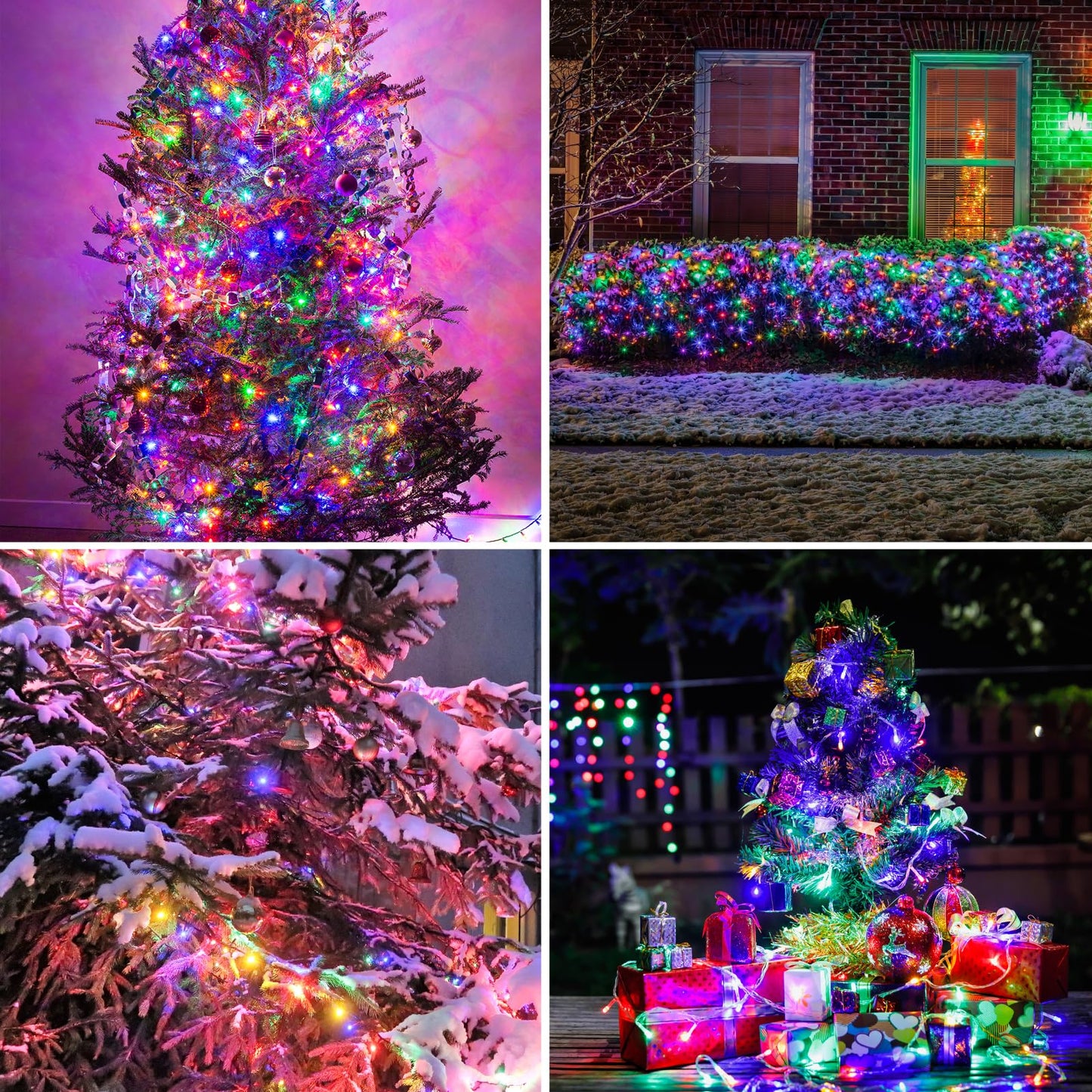 Echosari 100 Leds Outdoor Christmas String Lights - Battery Operated, Remote, Dimmable, 8 Modes, Multicolor, Plastic
