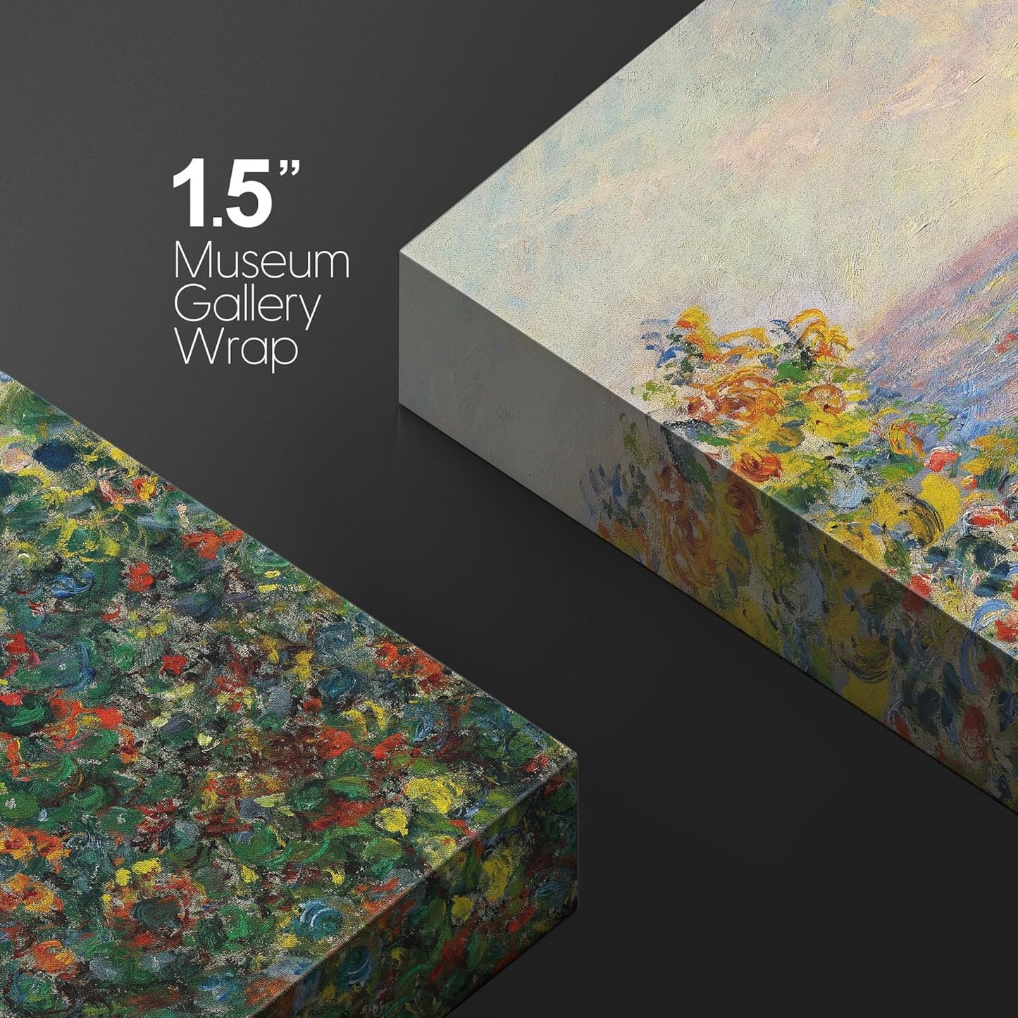 wall26 - Claude_Monet - Flower Beds at Vetheuil - Impressionist Modern Art - Canvas Art Home Art - 32x48 inches