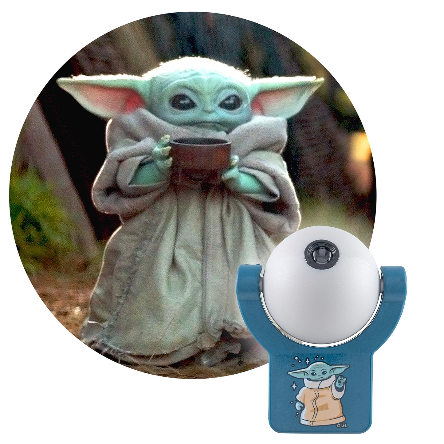 Projectables Star Wars LED Night Light, Mandalorian, Plug-in, Dusk to Dawn, 1 Image, Blue - Grogu, Model 53814