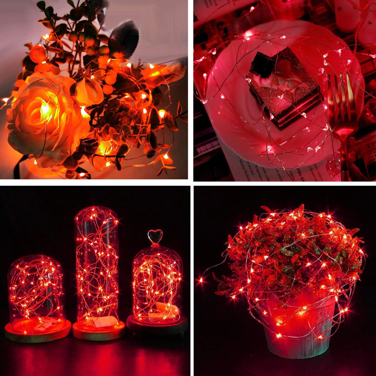 Yjfwal 16 Pack Fairy Lights, 10.2Ft Battery Operated, 30 Leds, Copper Wire, Red - Perfect For Diy Wedding, Party, Christmas Tree Decoration