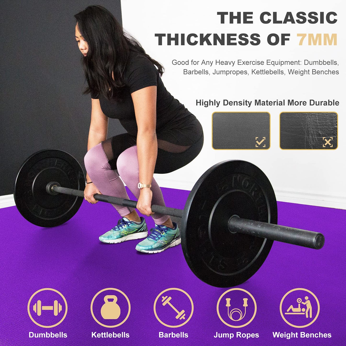 GXMMAT Extra Large Exercise Mat 16'x6'/12'x6'/10'x6'/8'x6'(7mm), Extra Wide Workout Mats for Home Gym Flooring, Non-Slip Thick Durable Cardio Mat for MMA,Plyo,Jump Rope,Weights,Fitness,Shoe-Friendly