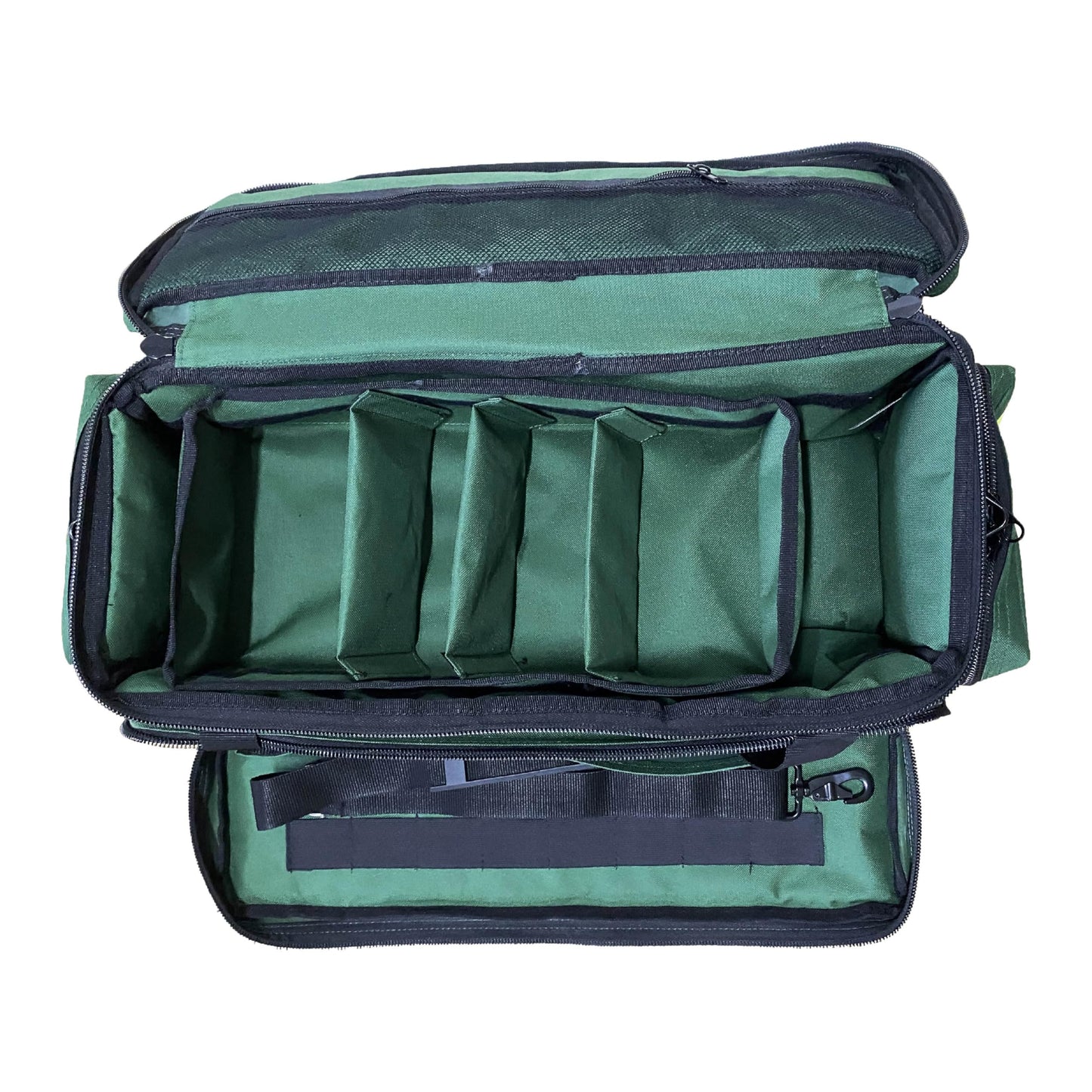 LINE2design First Responder EMS Oxygen Bag EMS Supplies - Standard O2 Medical Bag with Multiple Compartments & Shoulder Strap – Green
