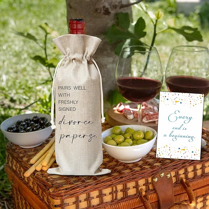 Xanev Divorce Gifts For Woman Man, Divorce Wine Gift Bag, Happy Divorce Day Wine Bag, Breakup Divorced Congrats Gift For Friend Sister Family, New Beginning Gift, Divorce Party Decorations, B49