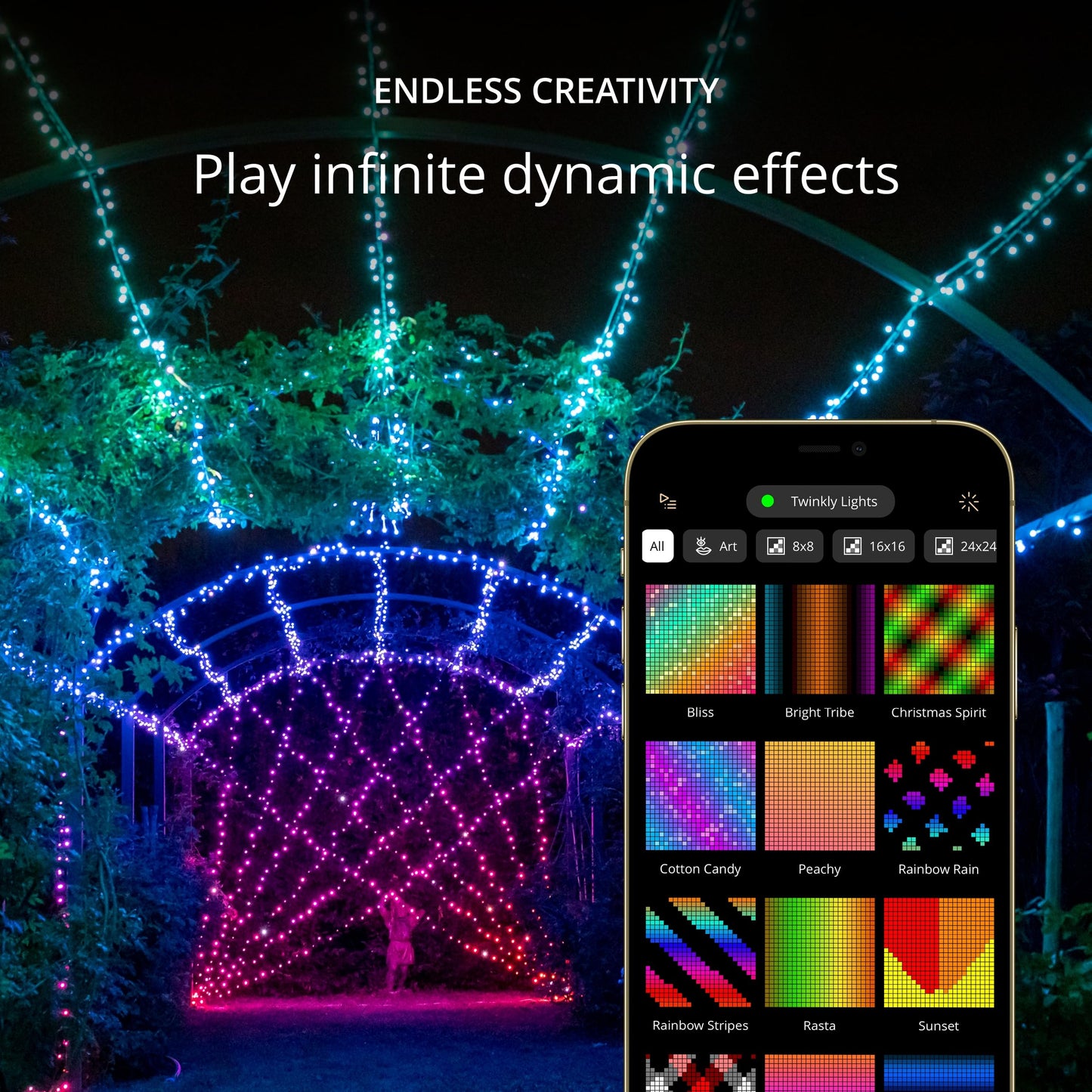 Twinkly 400 Led Rgb String Lights, Smart Outdoor/Indoor, Compatible With Homekit/Alexa/Google Home, Ip44, Black Cable, 32M