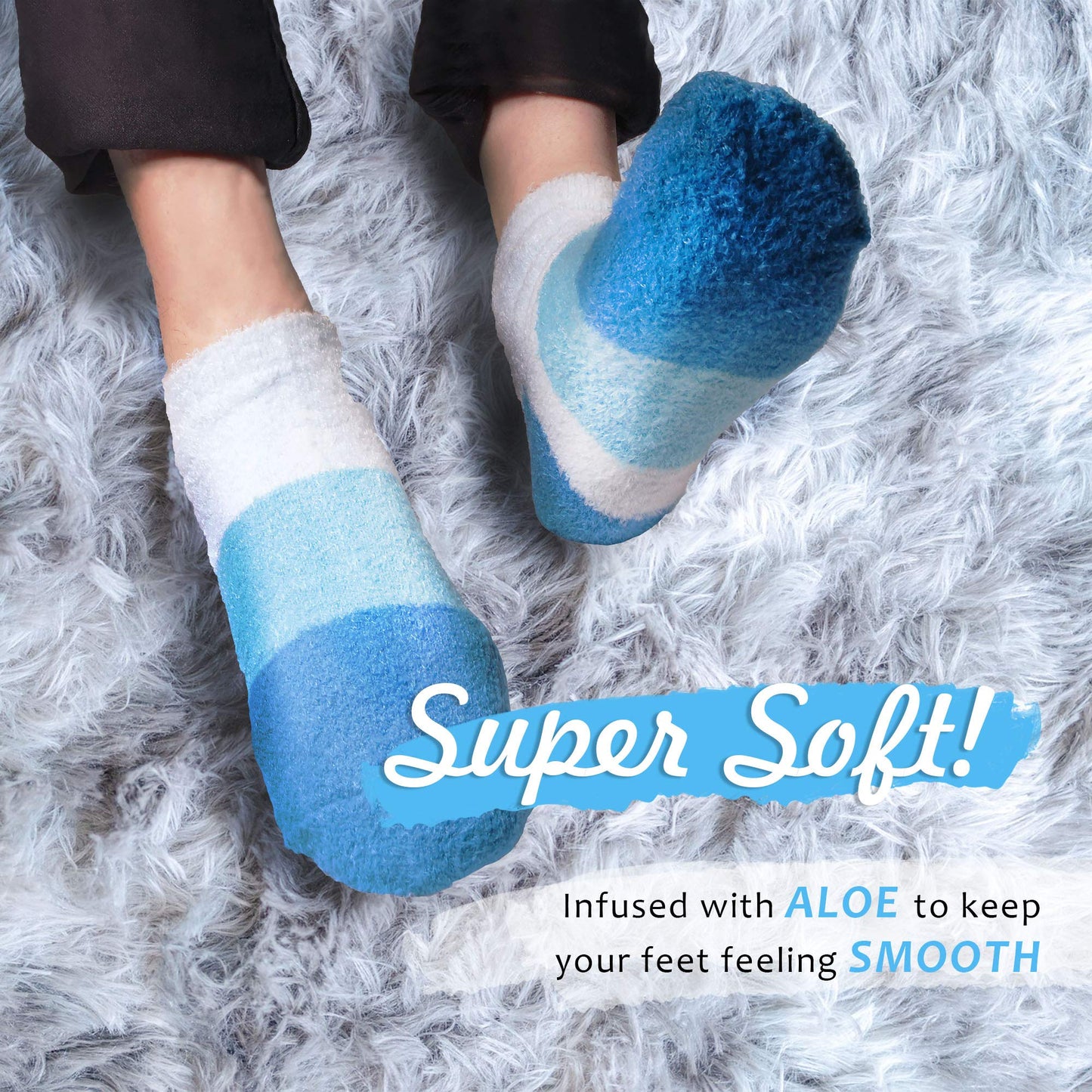 Women's Small Medium Super Aloe Infused Fuzzy Cozy Nylon Ankle Home Bed Socks, Assorted 9 Pairs