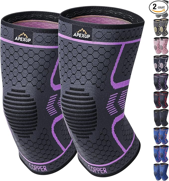 APEXUP Compression Knee Brace for Women, Copper Compression Sleeve for Knee Support, Arthritis Pain Relief, Meniscus Tear,...