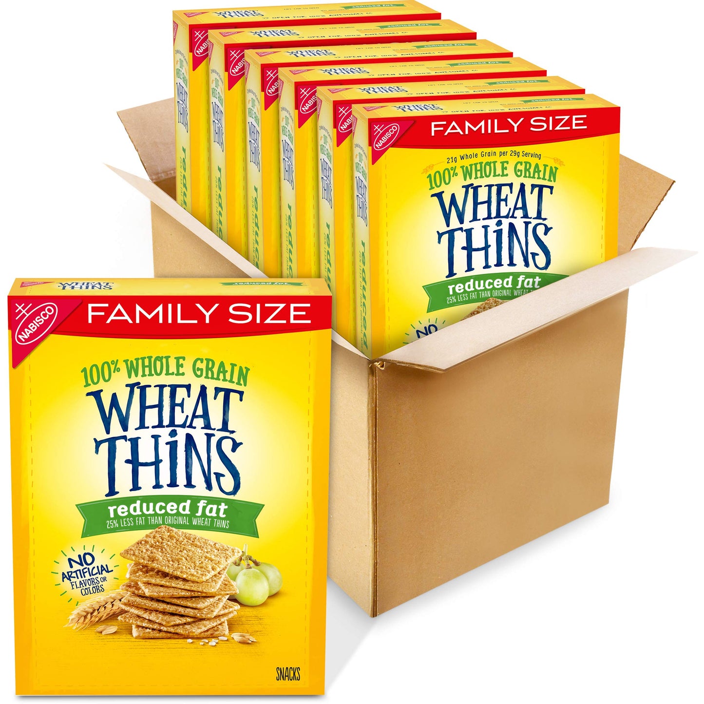 Wheat Thins Reduced Fat Snacks, Whole Grain Wheat Crackers, Bulk Snack Crackers, Family Size, 6 - 12.5 oz Boxes
