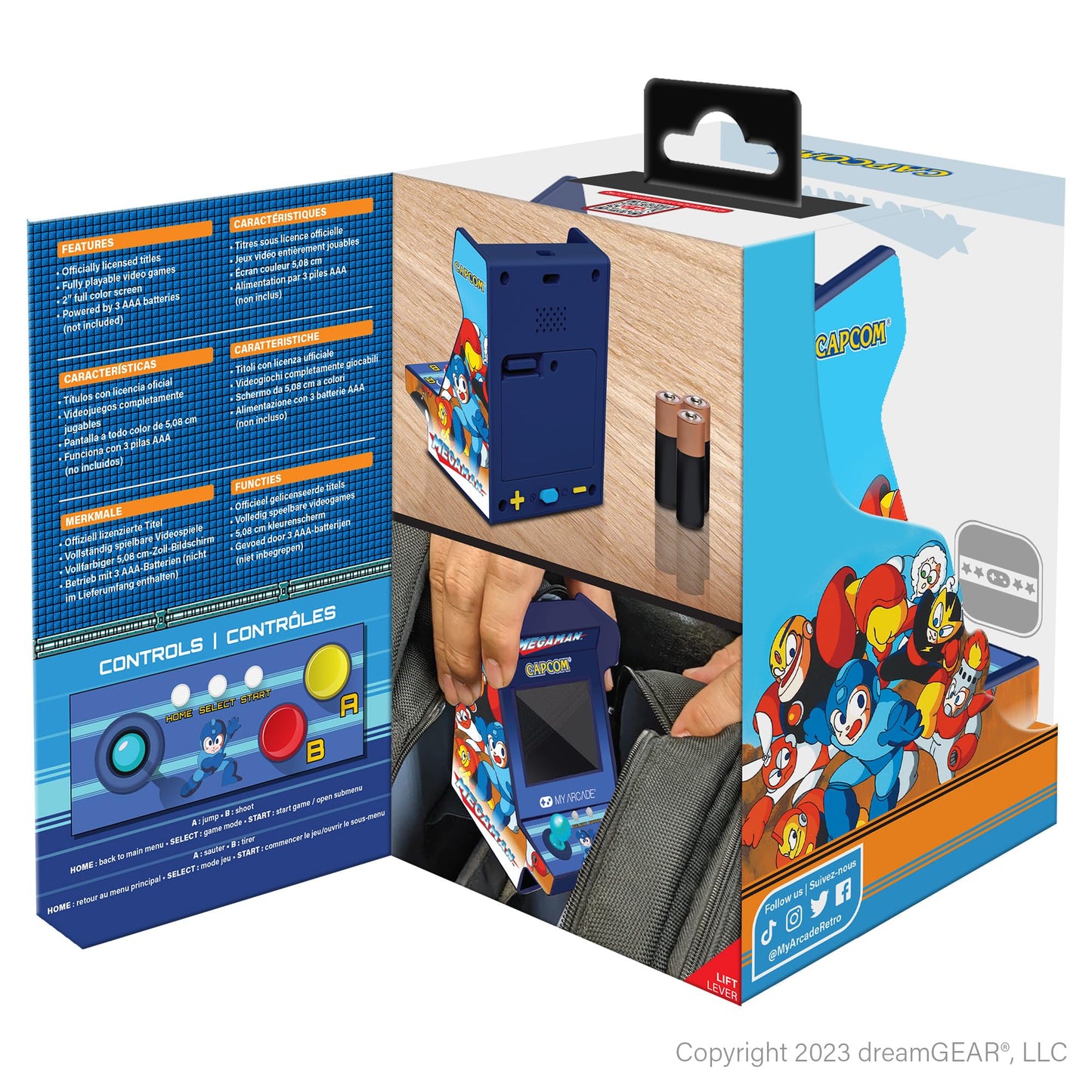 MY ARCADE Mega-Man Pico Player: 3.7" Portable Tiny Arcade Video Game with 6 Retro Games, 2" Screen Color Display, Small