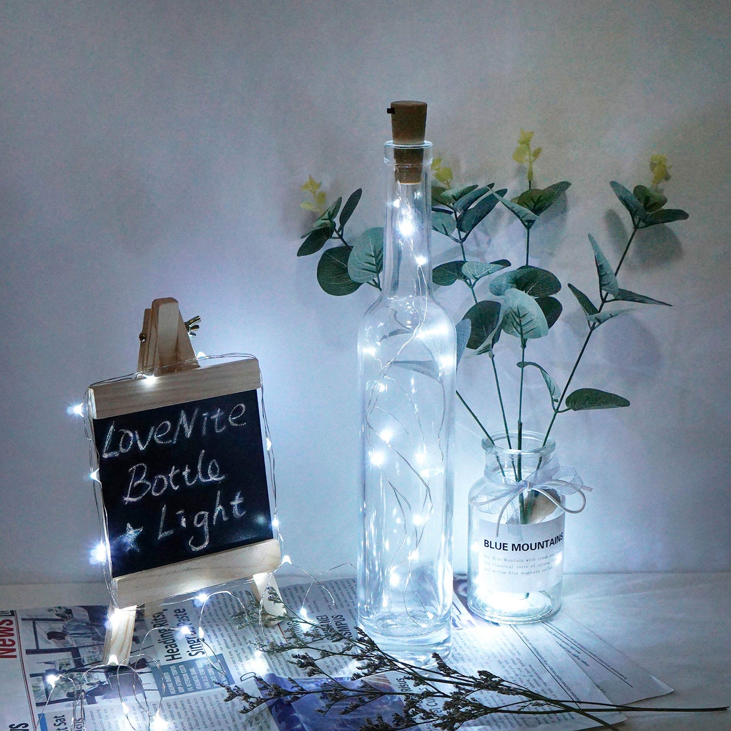 Lovenite Wine Bottle Lights With Cork  Battery Operated 30 Pack 20 Led Cork Shape Silver Wire Fairy Mini String Lights(No Bottles) For Diy  Party  Decor  Christmas  Halloween Wedding (30  Cool White)