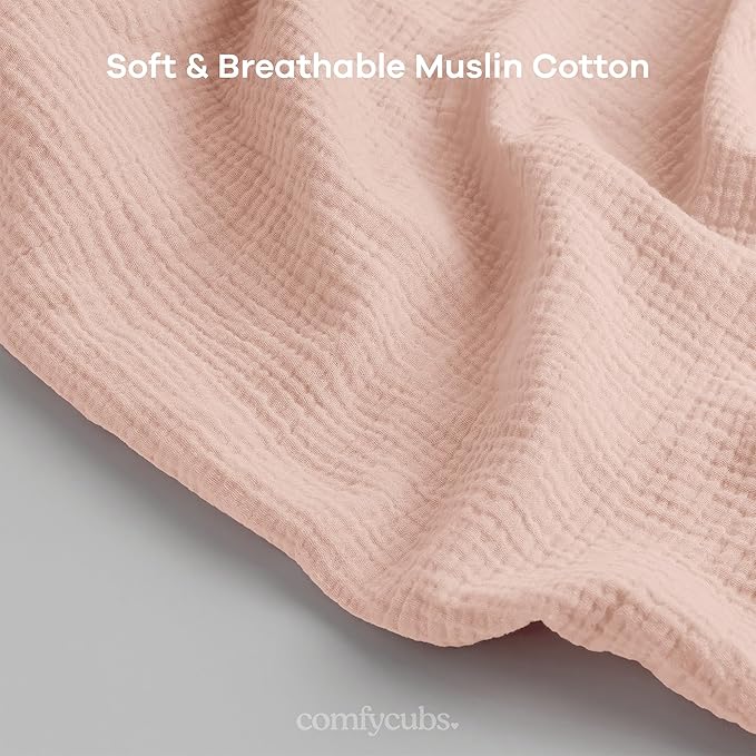 Comfy Cubs Muslin Nursing Cover, Pack of 1, 100% Muslin Breastfeeding Cover - Soft & Breathable Baby Nursing Scarf with Adjustable Neck Strap - Portable, Lightweight & Privacy Coverage - Blush