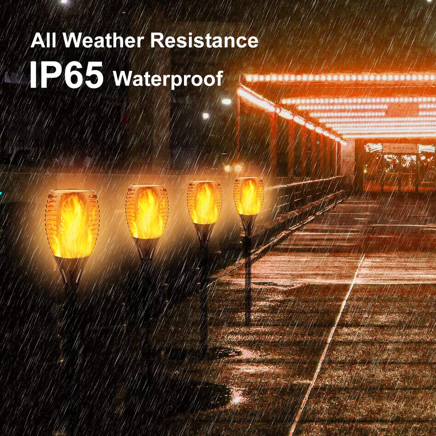 Permande Solar Torch Lights, Flickering Flame Effect, Waterproof, 4 Pack, Black, Model Sl33
