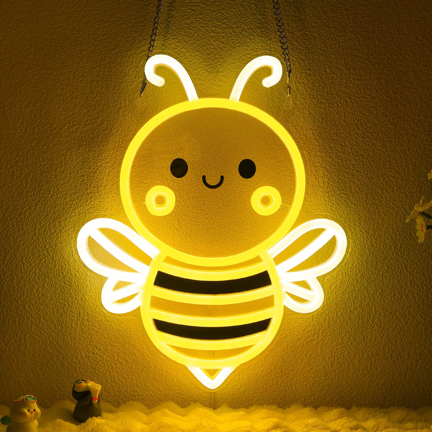 Bee Neon Sign Wall Art  Honey Bee Decor For Bedroom Living Room Office Patio Garden Stores  Usb-Powered Energy-Saving Light With Hanging Kit  Gifts For Kids Women Beekeeper