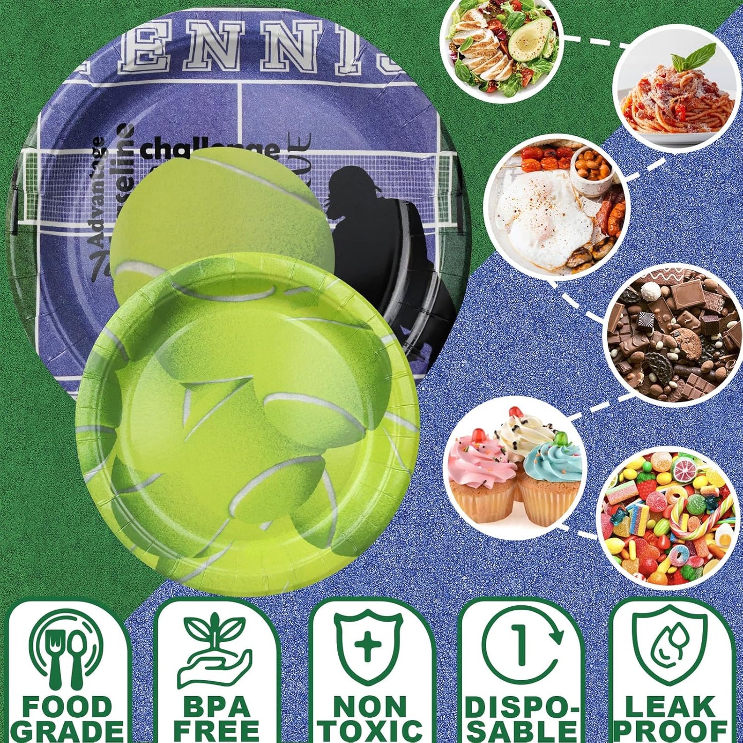 Tennis Party Decorations Set - Fun Tennis Party Plates, Napkins, and Forks for an Exciting Celebration - Disposable Tennis Party Supplies for Birthdays and Events