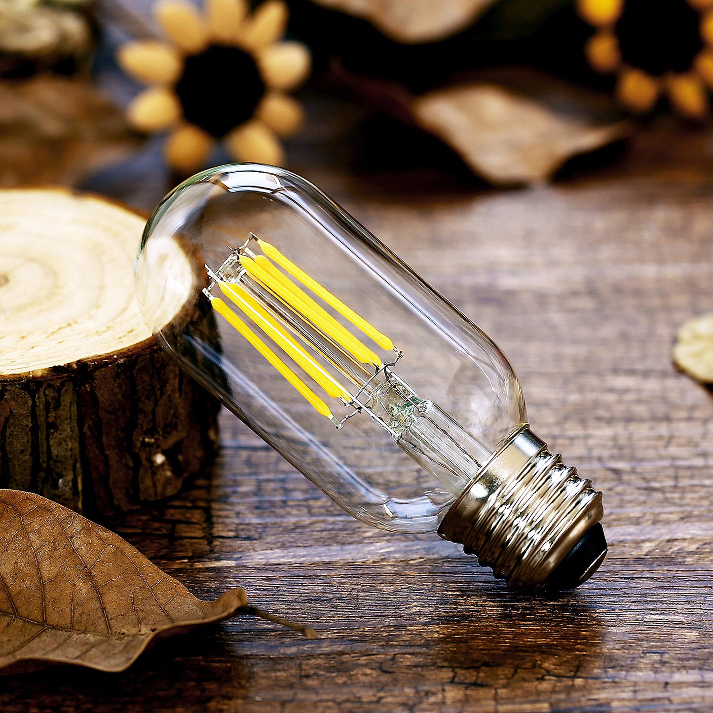 yfxrlight Dimmable Vintage Edison Bulb T45, 6W LED, E26 Medium Base, 4000K Daylight White, Pack of 6, Glass