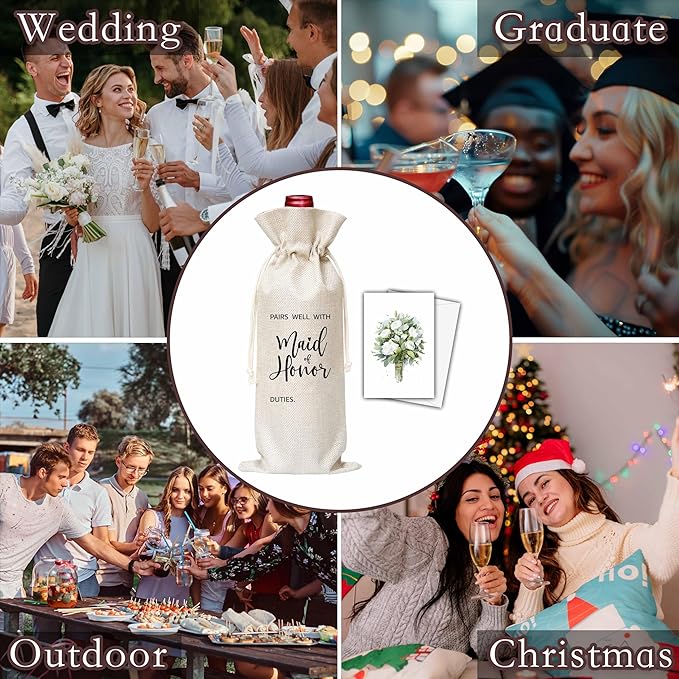 Bridal Shower Gifts Wine Bag & Card, Wine Bag Gifts For Women Bridesmaid Besties, Newly Wed Gifts, Pairs Well With Maid Of Honor Wine Bag For Bridal Shower Wedding Engagement Bachelorette Party -34