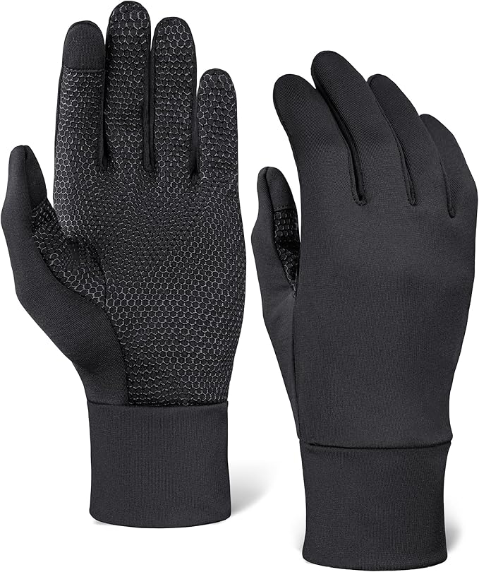 Tough Outdoors Running Gloves for Men & Women - Winter Liners & Touchscreen - Lightweight & Hiking Gloves