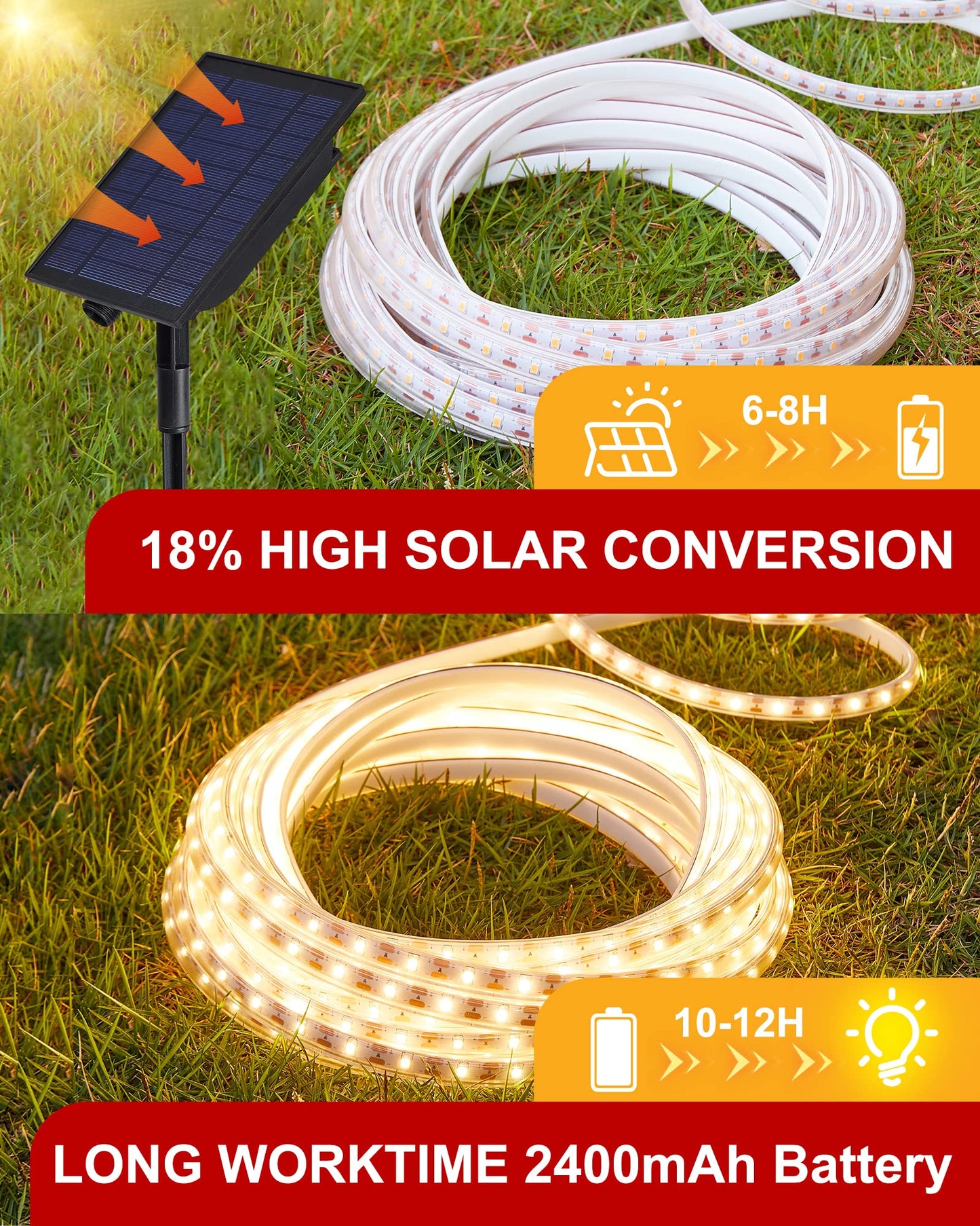 Luhlee Solar Led Strip Lights Outdoor Brighter 600 Led 32.8Ft Solar String Lights Outdoor With Remote 8 Lighting Modes Auto On/Off Rope Lights For Outside Deck Steps Christmas Decor Lighting
