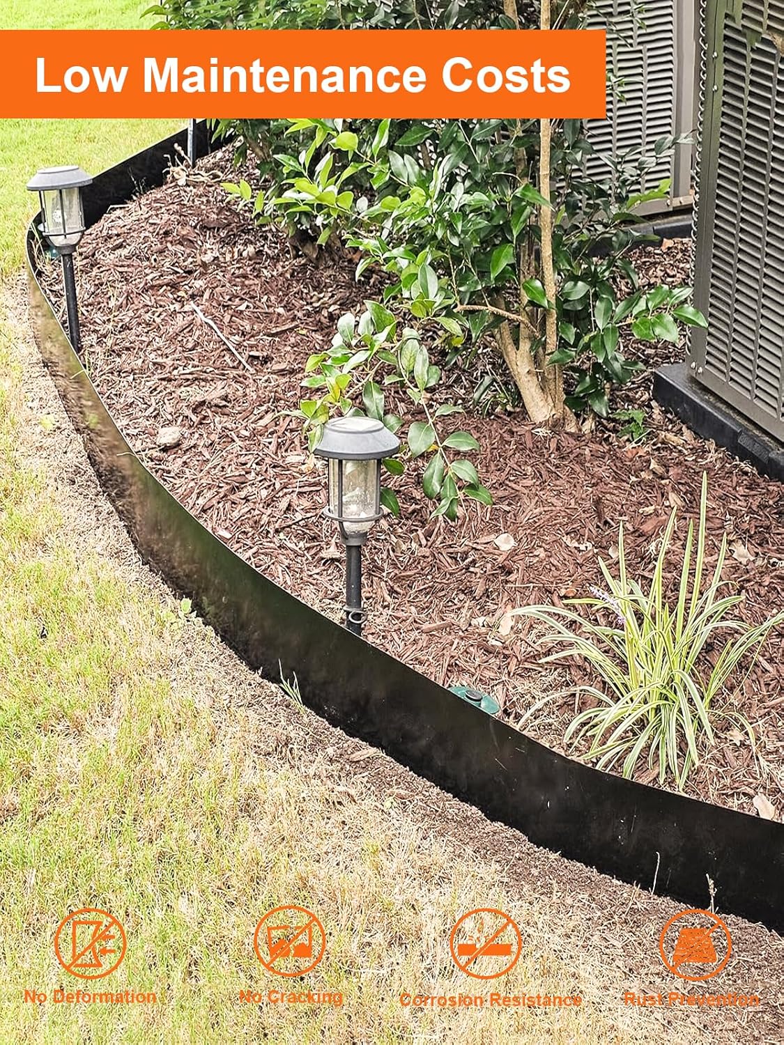 Vinci Landscape Edging Border, 40" L x 8" H 3Pack 10FT Total Black Galvanized Steel Garden Edging,Easy Installation,Sturdy Elegant Metal Lawn Broder for Flower Beds, Pathways, Paver Edges and Yard