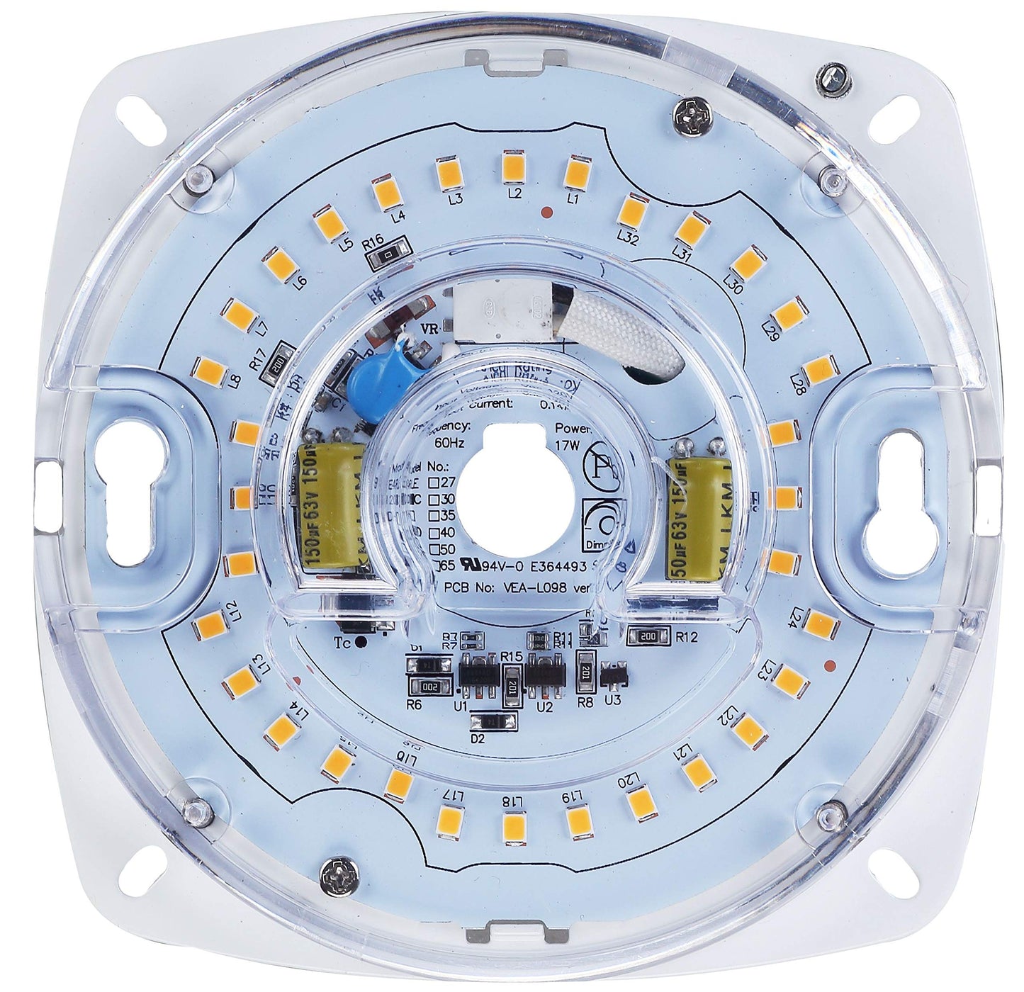 Silverlite Dimmable Led Light Engine, 4 Pcb Size, 17W 1200Lm, 4000K, Alloy Steel, Retrofit Kit For Ceiling Lights
