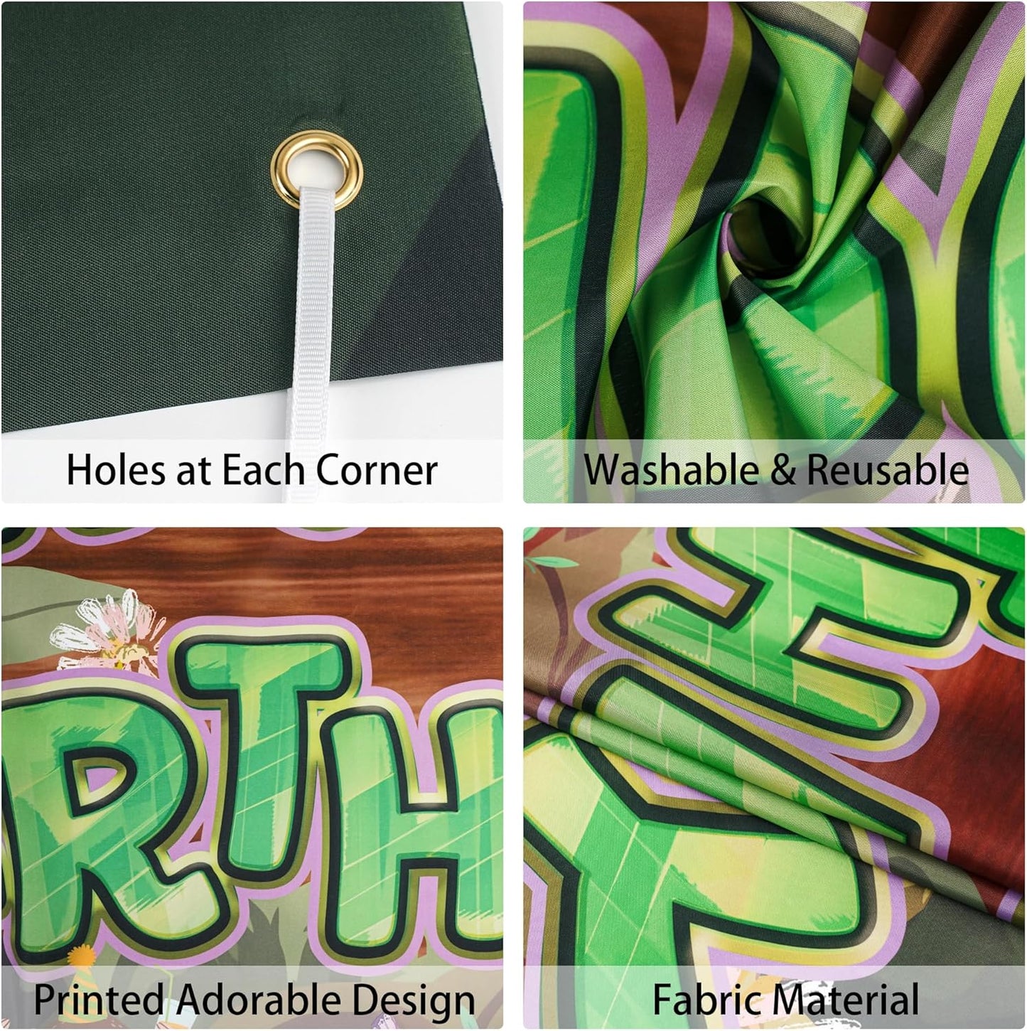 Sloth Happy Birthday Backdrop Banner - Cute Sloth Themed Birthday Photo Background with Tropical Leaves, Jungle Rainforest Cute Animal Party Decorations for Kids Boys Girls