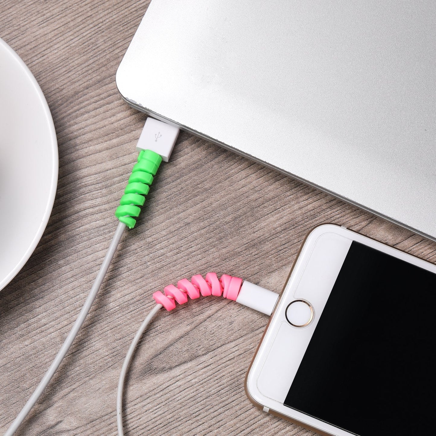 Jetec 24 Pcs Charger Cable Protector,Silicone Flexible Cable Saver,Spiral Usb Mouse Wire Protector For Headphone Laptop Earphone