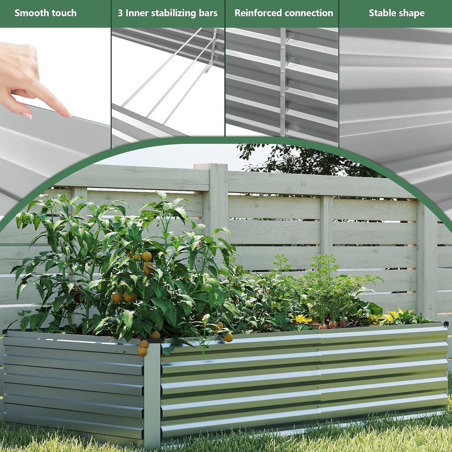 FOOWIN 2pcs 6x3x2ft Galvanized Raised Garden Bed, Planter Raised Garden Boxes Outdoor, Large Metal Raised Beds for Gardening, Garden Bed for Vegetables, Flowers, Herb,269 Gallon Capacity, Silver