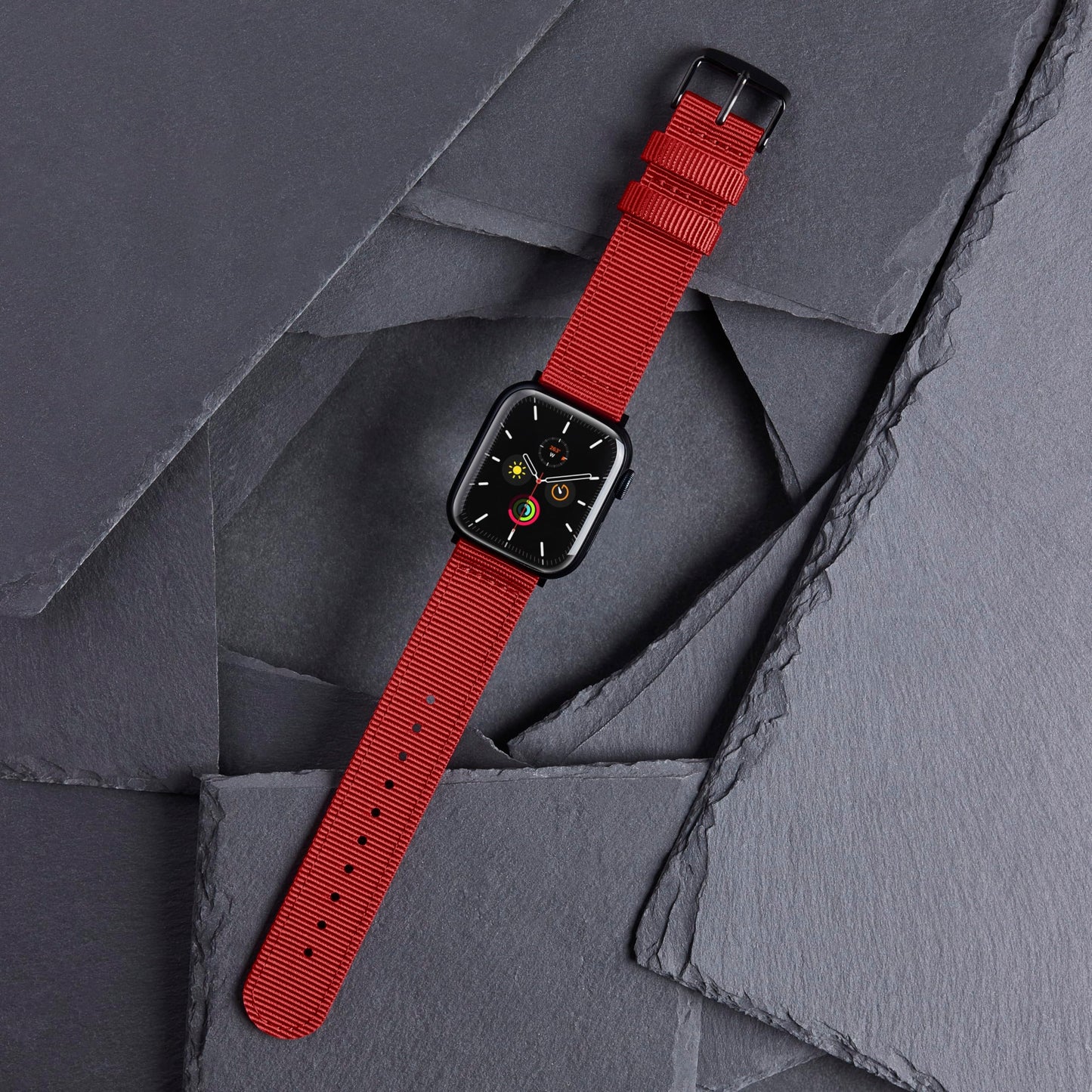 Archer Watch Straps - Premium Nylon Straps For Apple Watch (Red, Black, 44/45/46/49Mm)