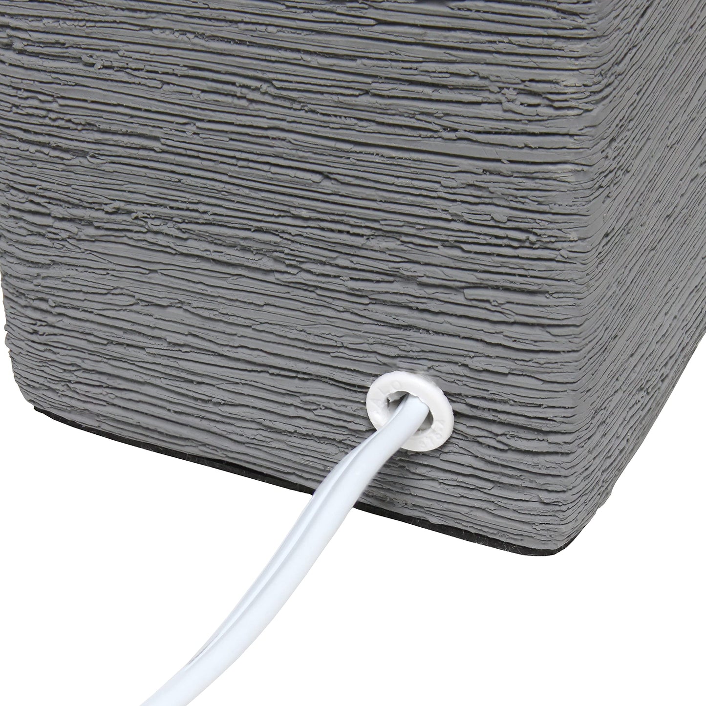 Simple Designs Lt2072-Gry Petite Faux Stone Table Lamp, Gray/White Fabric Shade, Ceramic, 1 Count