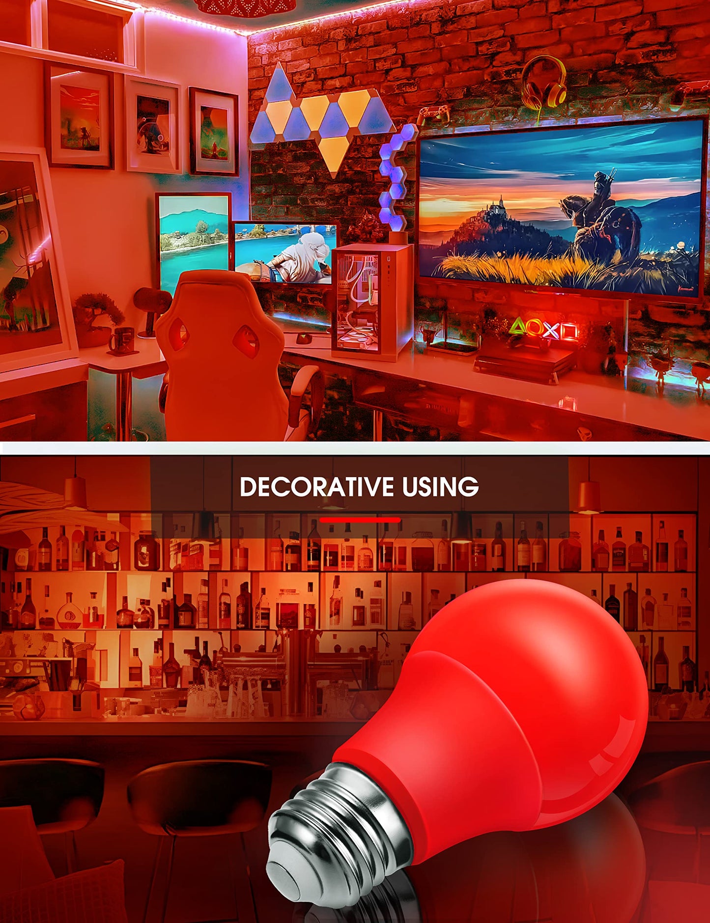 L Lohas Led Red A19 Light Bulbs, 9W (60W Equivalent), E26 Base, Non-Dim, 4 Pack, Indoor Christmas Decor