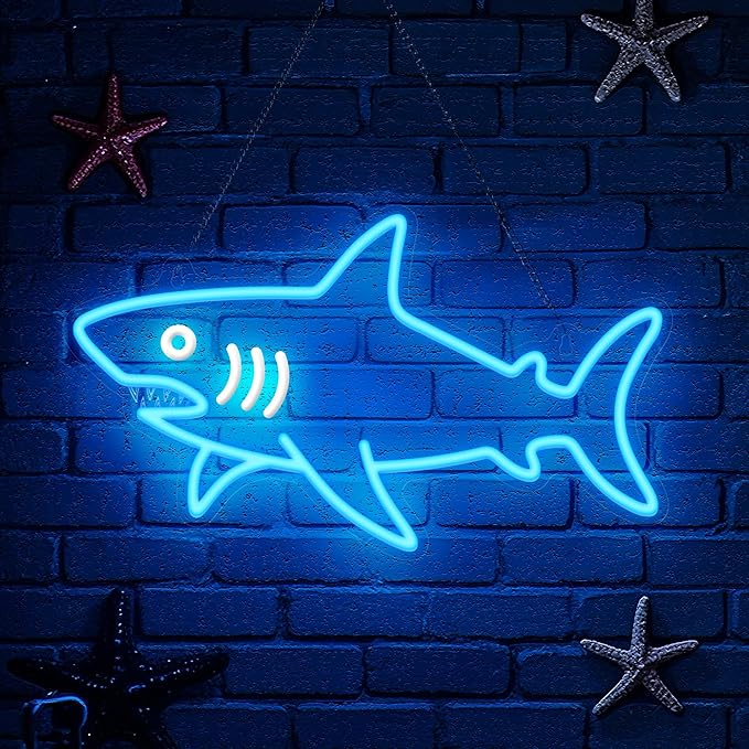 Shark Neon Light, Dimmable LED Shark Animal Neon Wall Sign USB Powered, Decorations for Bedroom Living Room Game Room Man Cave Home Birthday Gift for Boys Men