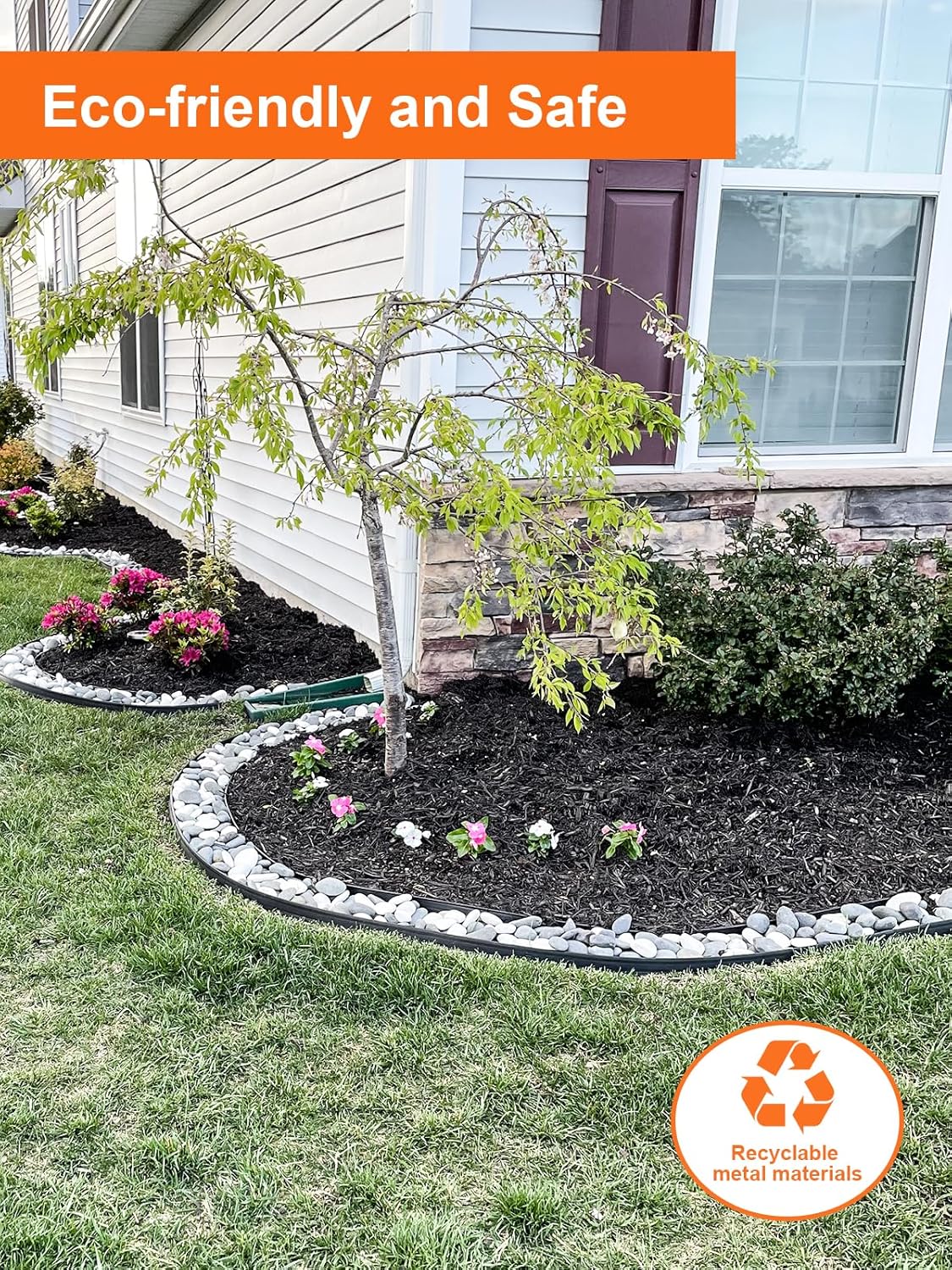 Vinci Landscape Edging Border, 40" L x 8" H 3Pack 10FT Total Black Galvanized Steel Garden Edging,Easy Installation,Sturdy Elegant Metal Lawn Broder for Flower Beds, Pathways, Paver Edges and Yard