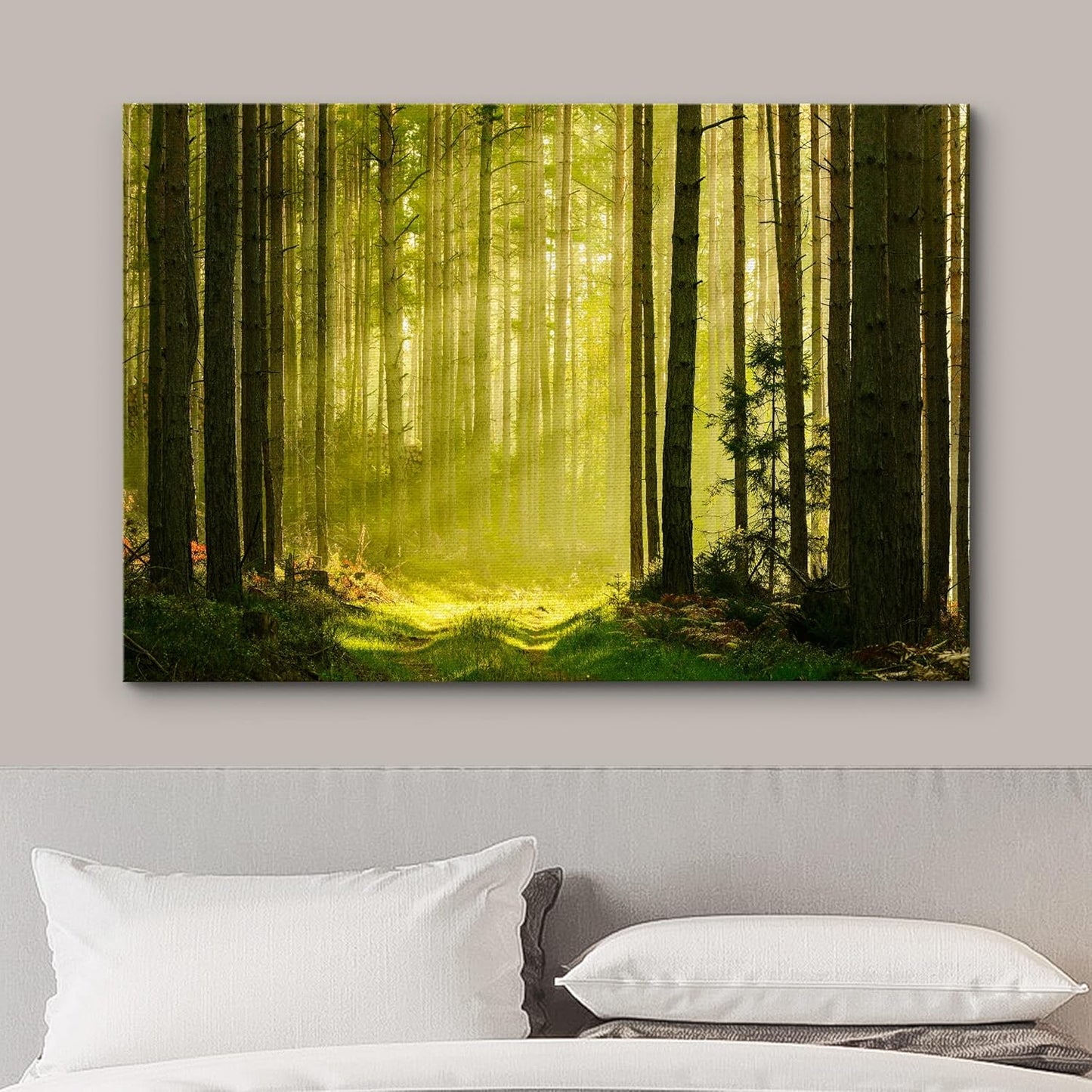 wall26 Canvas Print Wall Art Springtime Summer Sunlight Green Forest Nature Wilderness Photography Realism Earth Scenery Rustic Scenic Landscape Colorful for Living Room, Bedroom, Office - 16"x24"